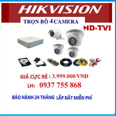 TRỌN BỘ 4 CAMERA HIKVISION